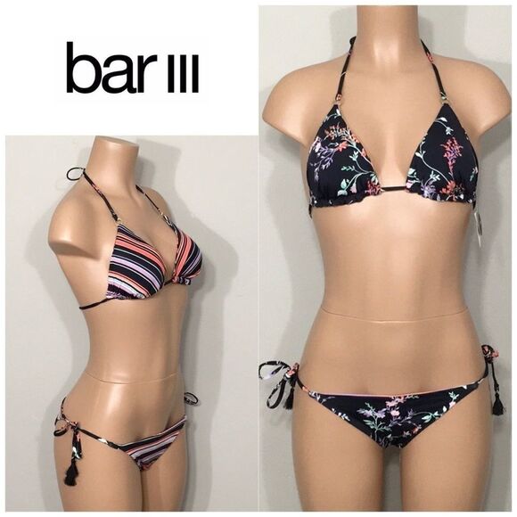BAR 111 reversible floral/ stripe bikini. … - Picture 1 of 10